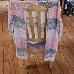 Emory Park size large women's pink blue paisley print shawl beach cover …